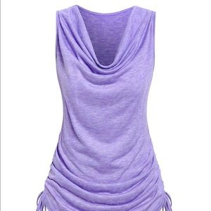 👚Cowl neck cinched rushed tank top